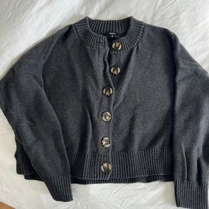 Quince cropped cotton cardigan in gray